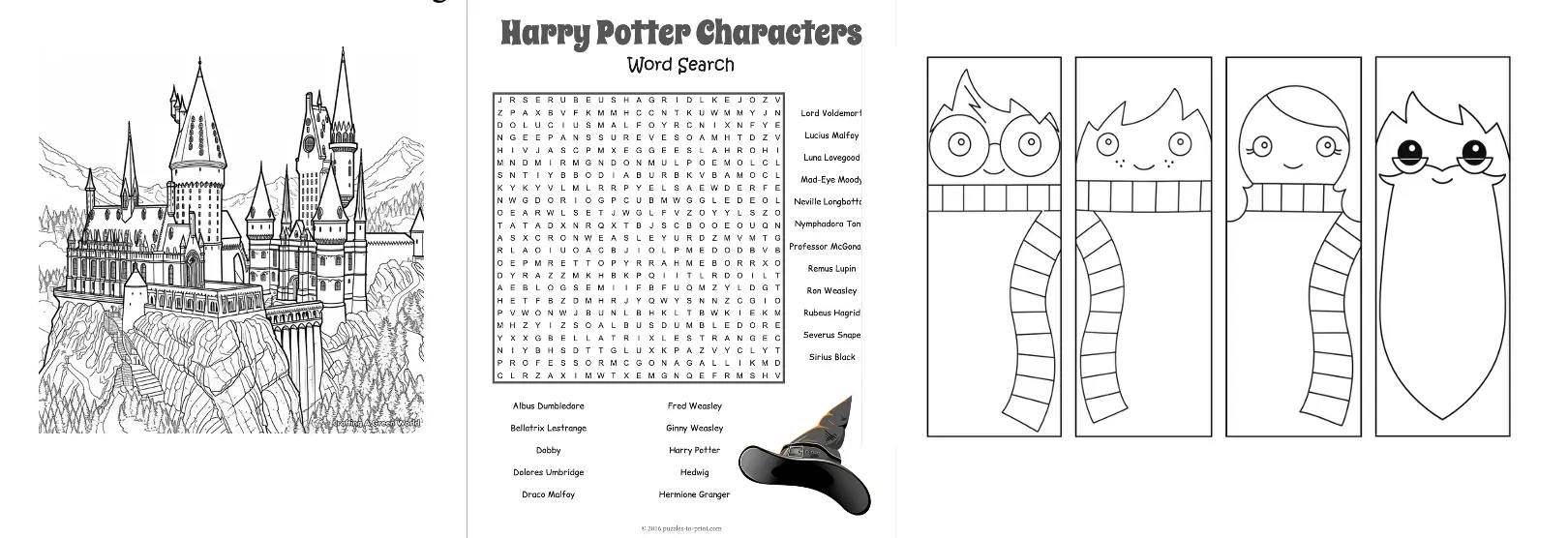 Harry Potter Activity Sheets